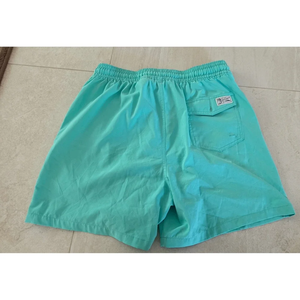 Polo Ralph Lauren Mens Turquoise Blue Pink Pony Swim Trunk Shorts preppy SZ L